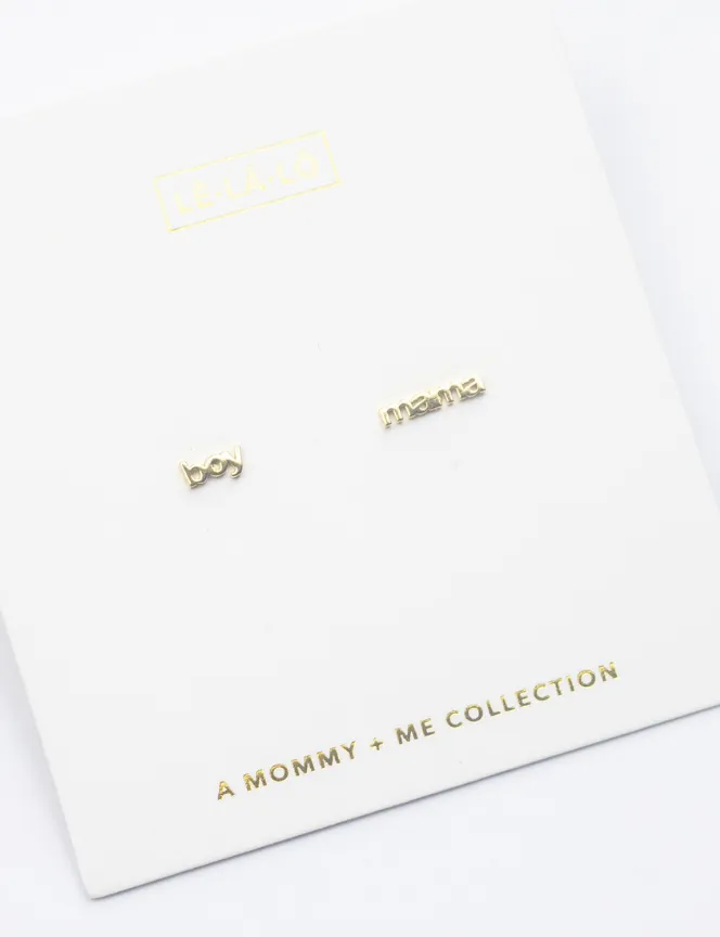 LeLaLo - Boy Mama Earring Set in Gold