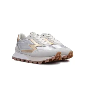 Moa Concept Sneakers running open i beige med slv og gull detaljer
