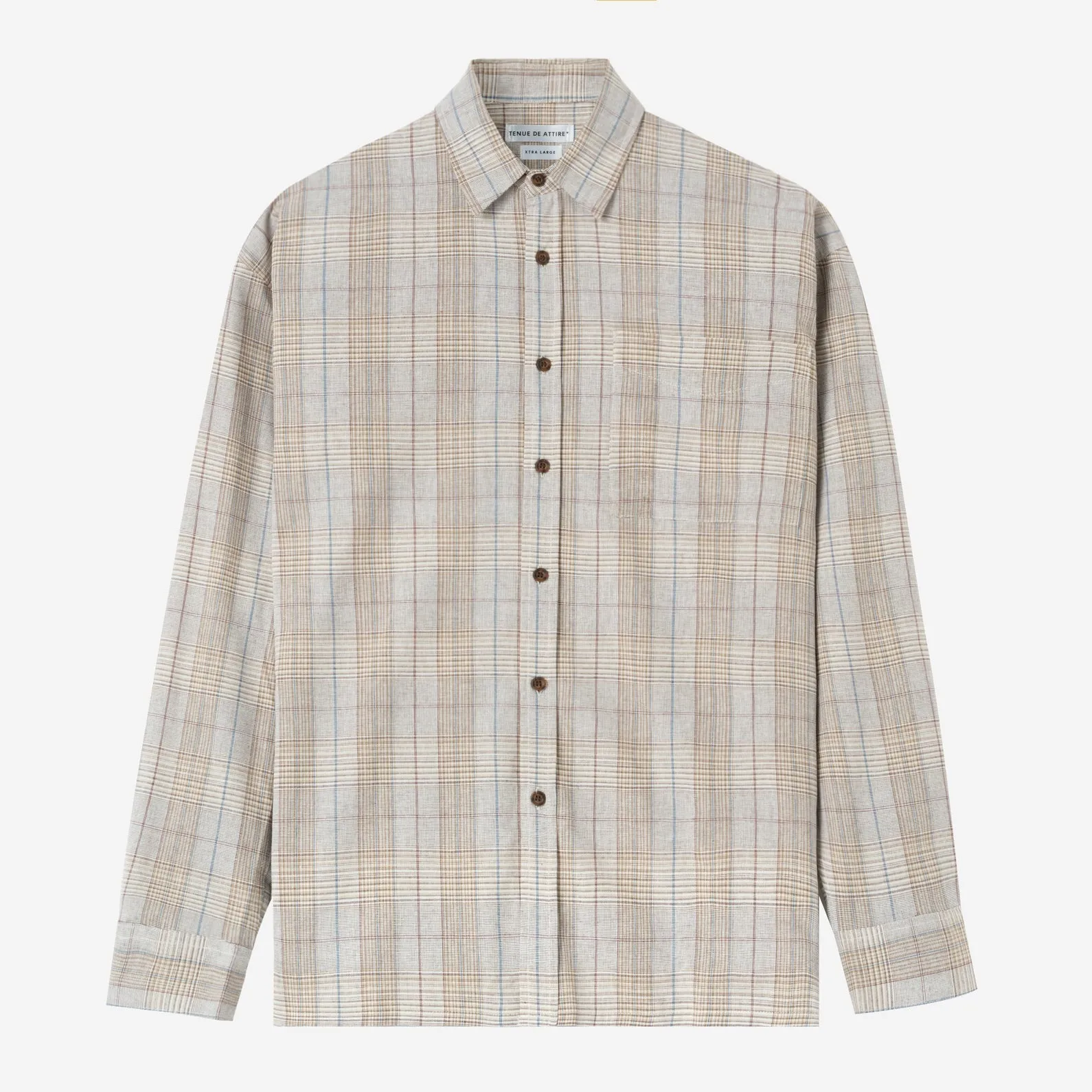 Sunny Vacation Long Sleeve Plaid Shirt - Grey Beige